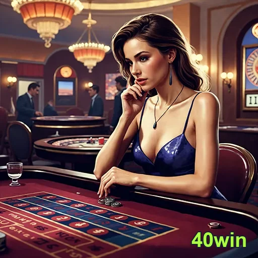Imagem de um casino com o logo 40win, destacando jogos de azar para apostas no site 40win.
